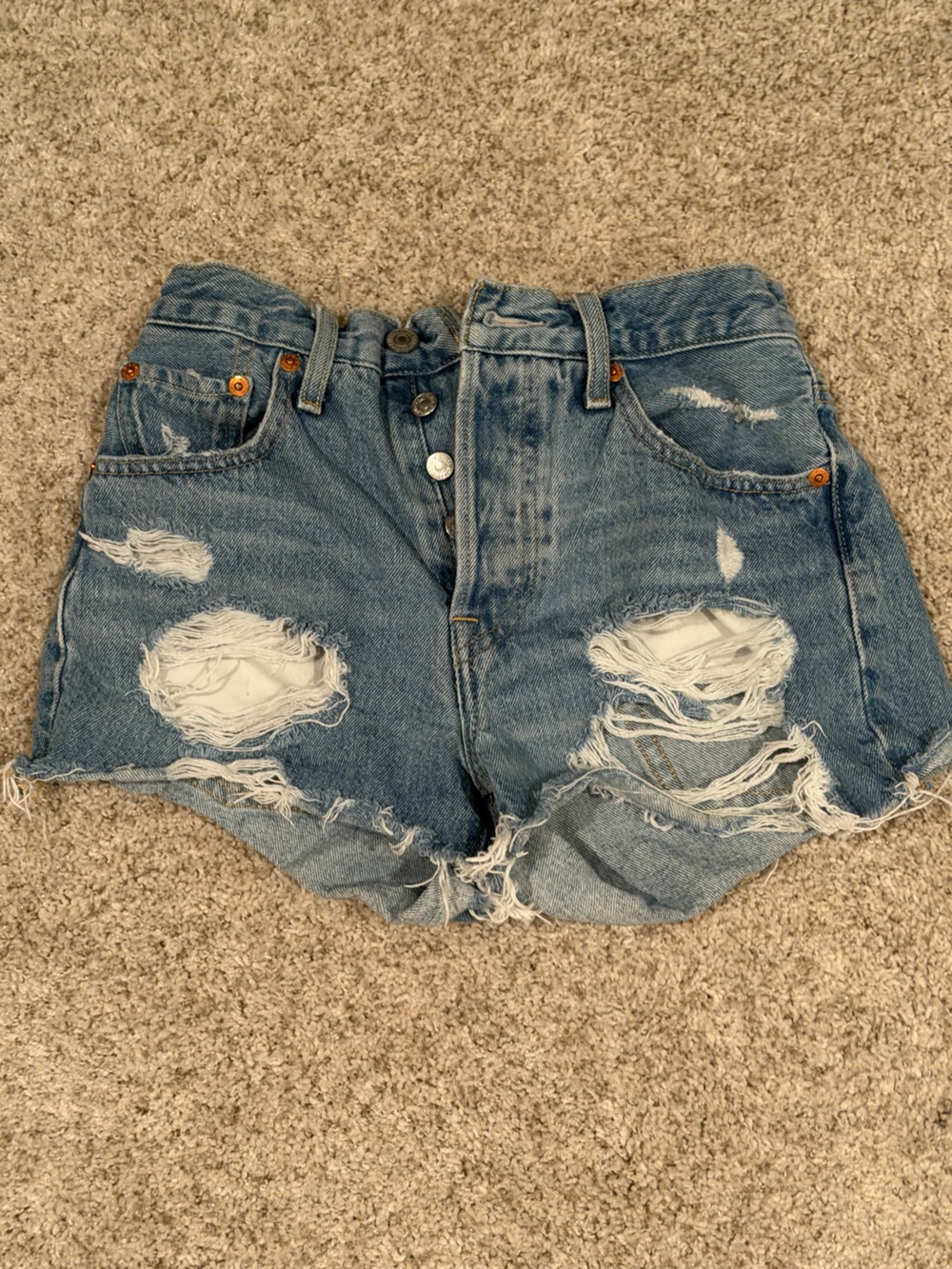 Levis Low-Rise Distressed Women’s Denim Shorts - Classic Wash